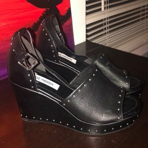 Black studded Steve Madden platform wedges